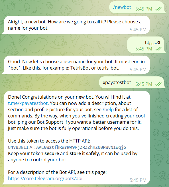 ساخت ربات در بات فادر تلگرام