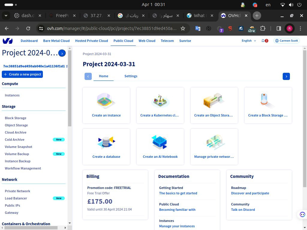 پنل کاربری اکانت ovh