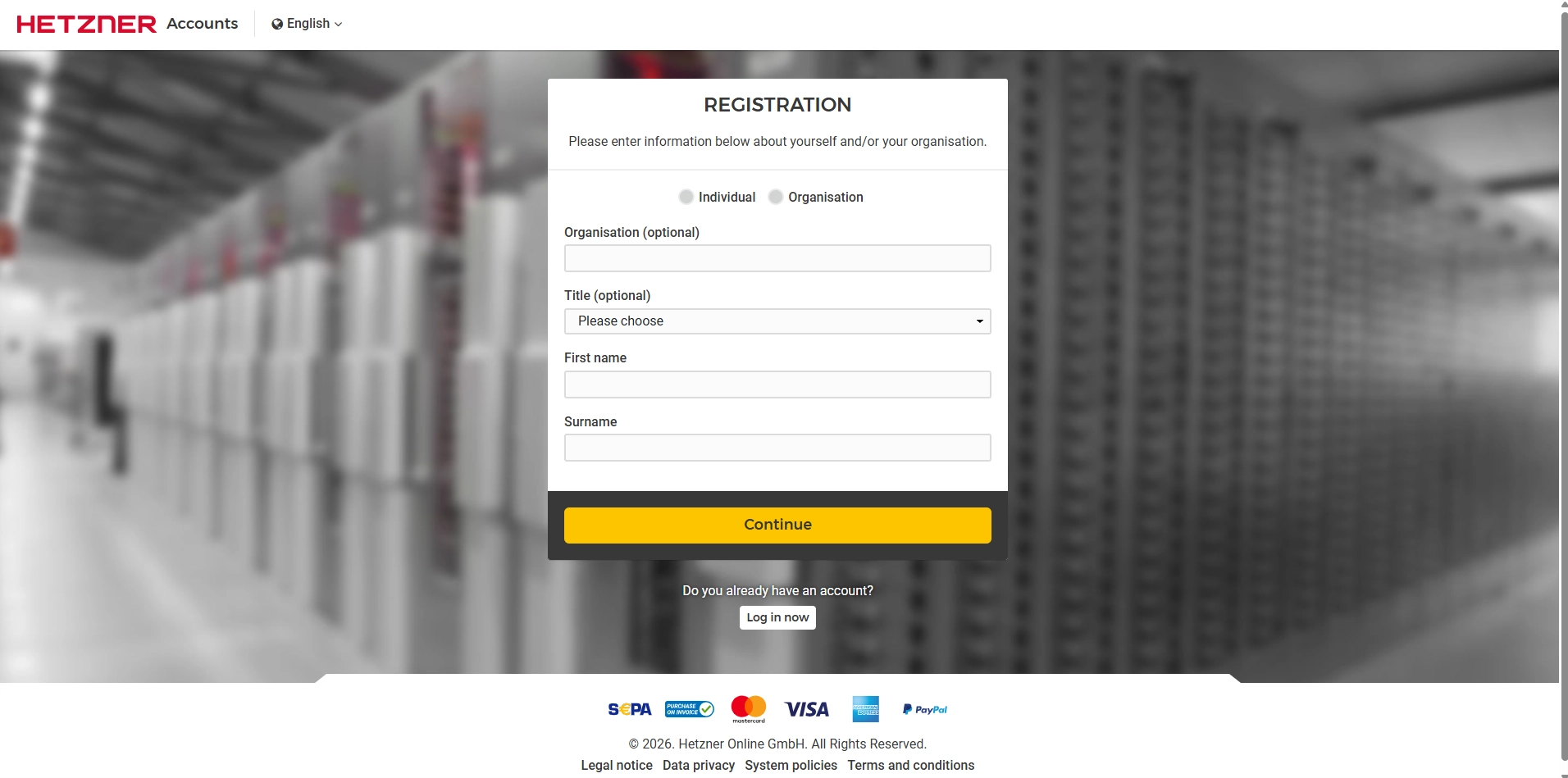 نوع حساب در هتزنر