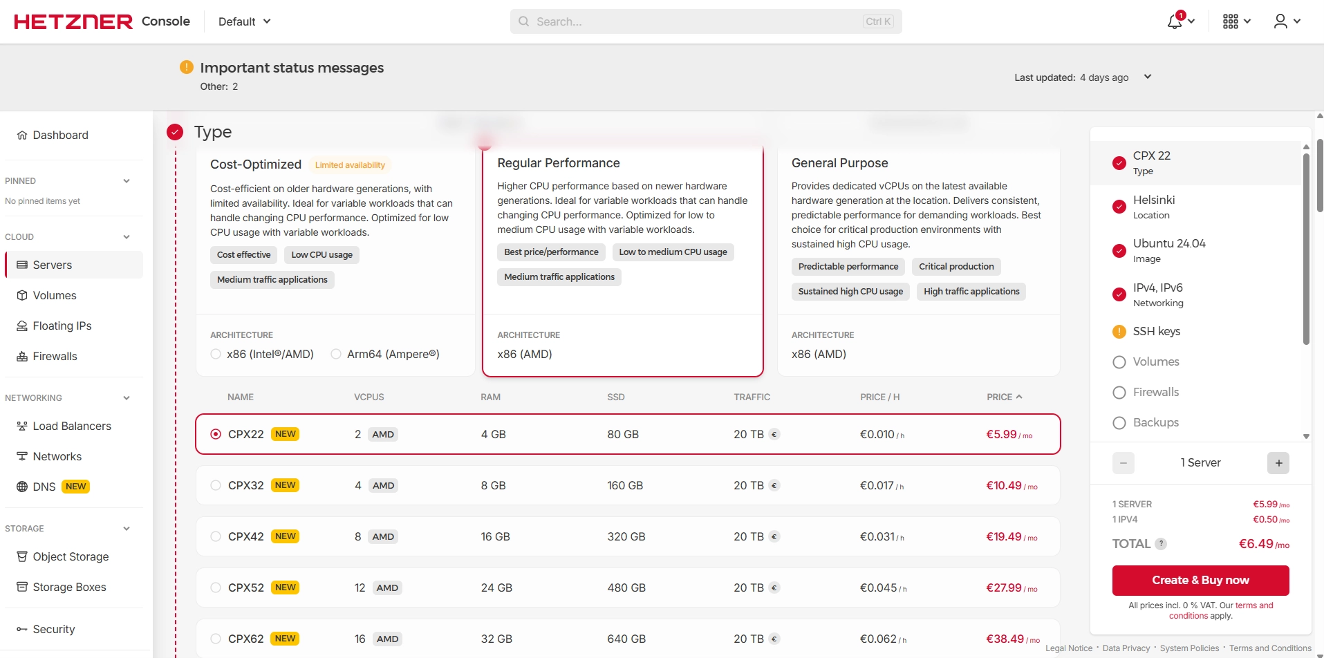 regular performanceقیمت سرور های هتزنر