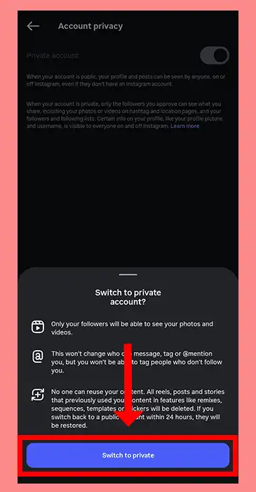 کلیک سویچ اکانت به خصوصی کلیک سویچ اکانت به خصوصی