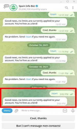 استفاده از ربات رفع ریپورت تلگرام (SpamBot)