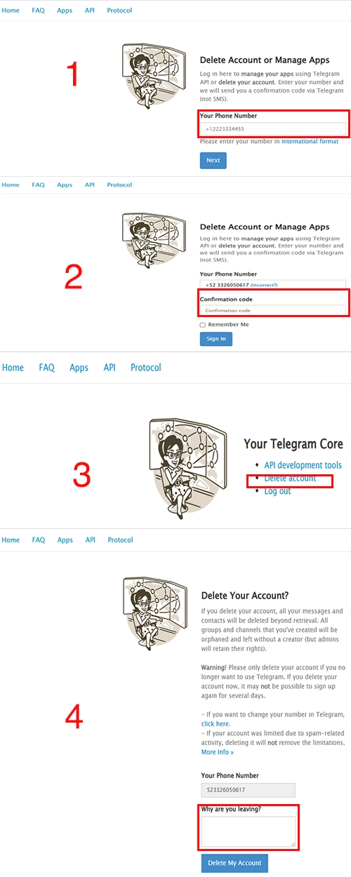 مراحل حذف اکانت تلگرام در سایت تلگرام مراحل حذف اکانت تلگرام در سایت تلگرام