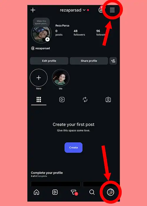 کلیک روی تنظیمات اینستاگرام برای لایک