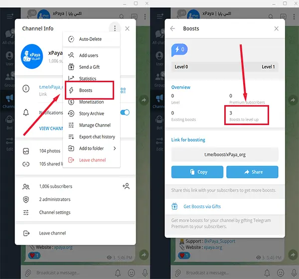 تعداد بوست مورد نیاز در کانال تلگرام